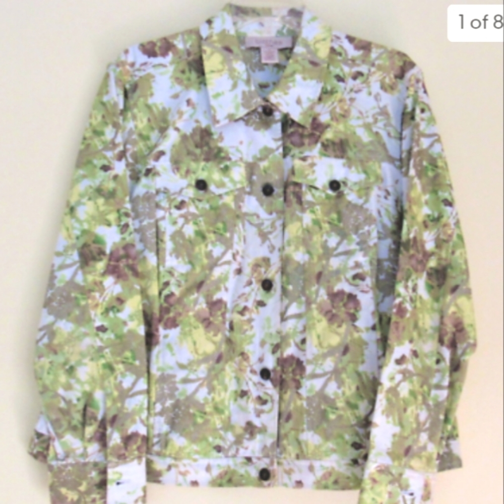 "C.L.O.T.H.E.S" Floral Print Denim Jean Jacket